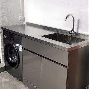 不锈钢阳台洗衣柜一体洗衣机伴侣可小户型厨房一体柜可切角厂