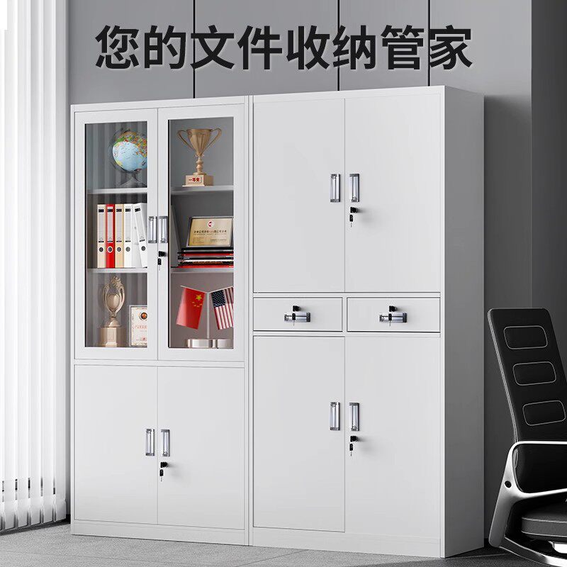 钢制文件柜办公室铁皮收纳柜单位财务凭证档案柜资料柜带锁铁皮柜