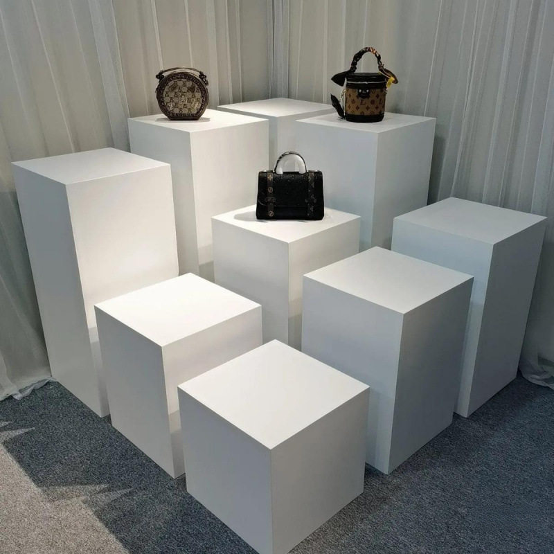 木制烤漆展示台橱窗展台地台方形高低展台模特摆台网红直播站台