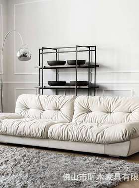 Baxter云朵沙发奶油风客厅设计师直排布艺复古milano沙发白色