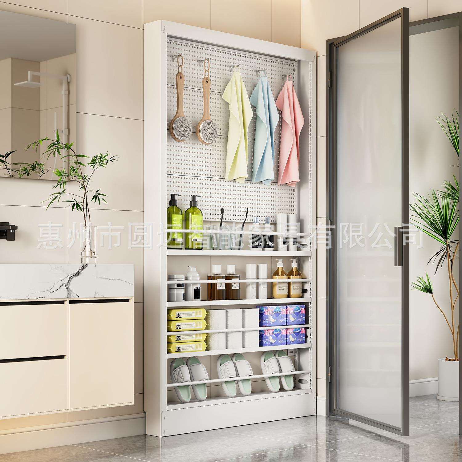 钢制超薄洞洞板浴室置物架极窄款门后绘本架一体靠墙壁挂式收纳架