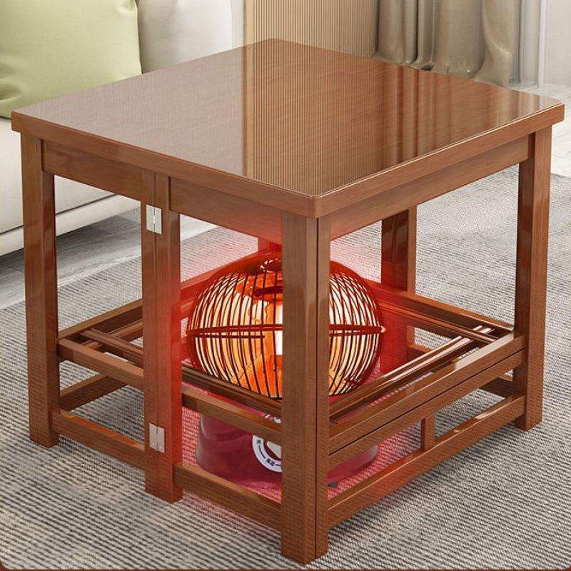 烤火架家用实木烤火桌子折叠炕桌冬季楠竹正方形长方形简易餐桌暖