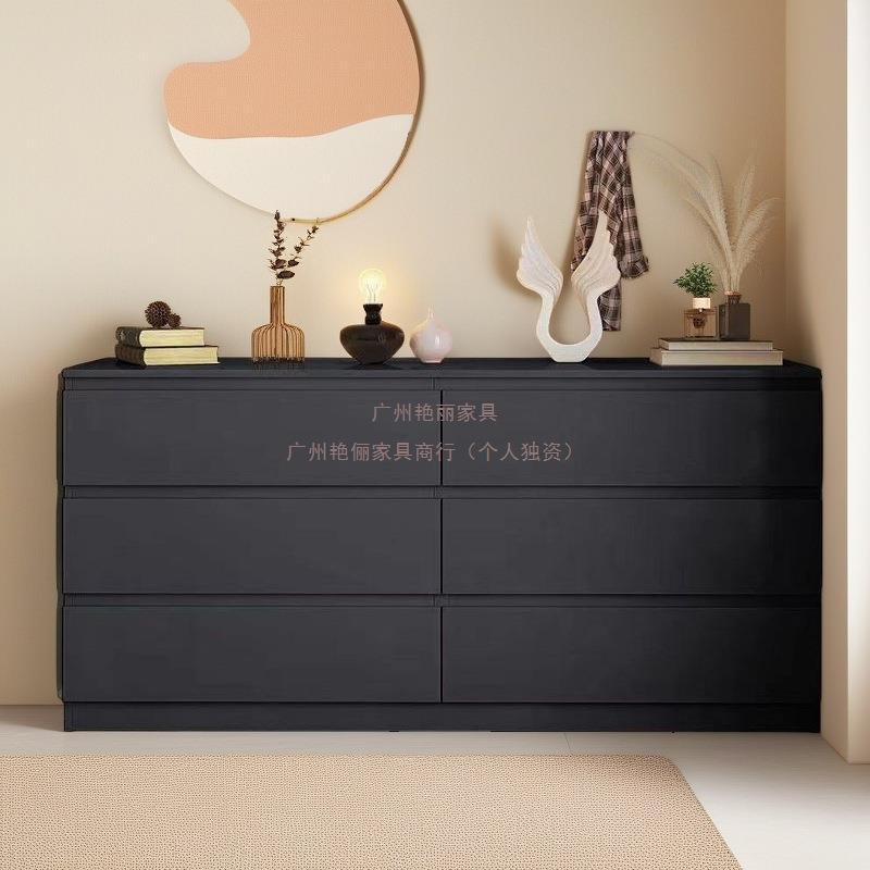 艳丽卧室家用客厅美式风格实木斗柜电视柜抽屉柜黑色五斗柜北欧风