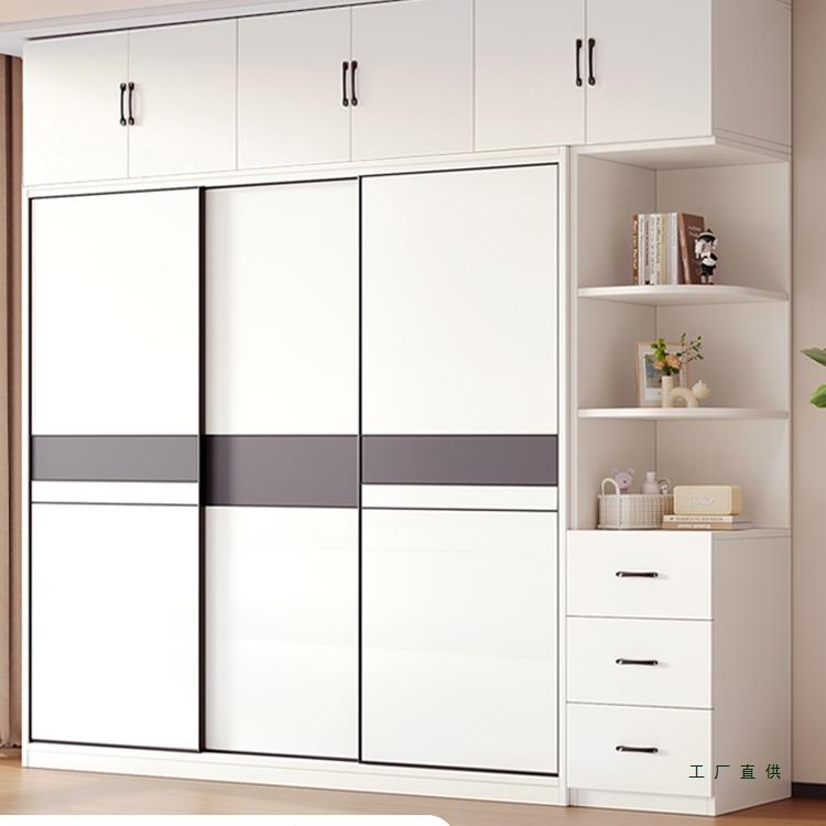 衣柜家用卧室全实木推拉门出租房用新款儿童衣橱简易收纳定制柜