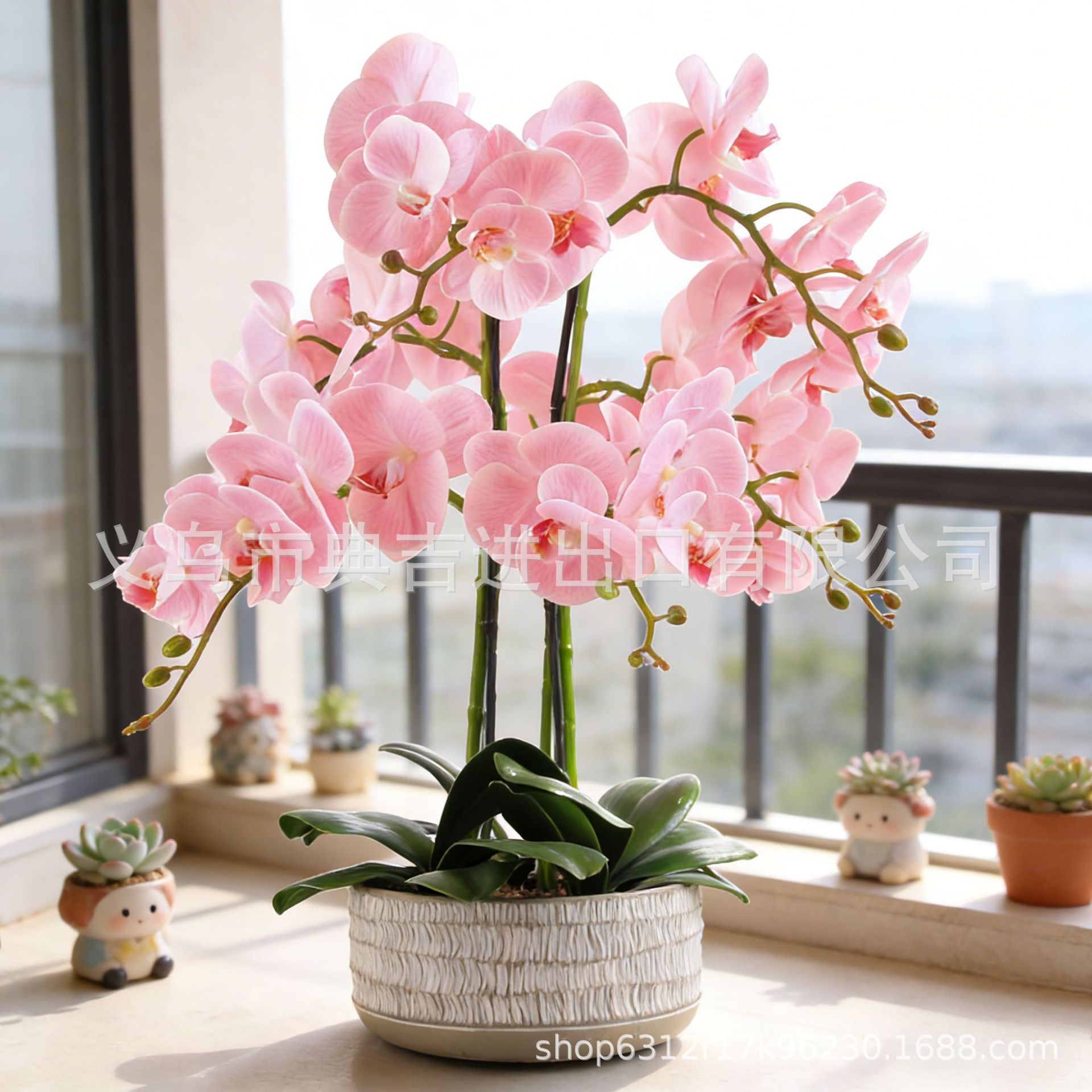 大盆高档手感保湿蝴蝶兰仿真花卉塑料干花假花艺摆件室内客厅摆设