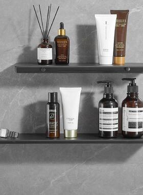 枪灰色浴室淋浴房置物架太空铝卫生间收纳架镜前一字搁板免打孔