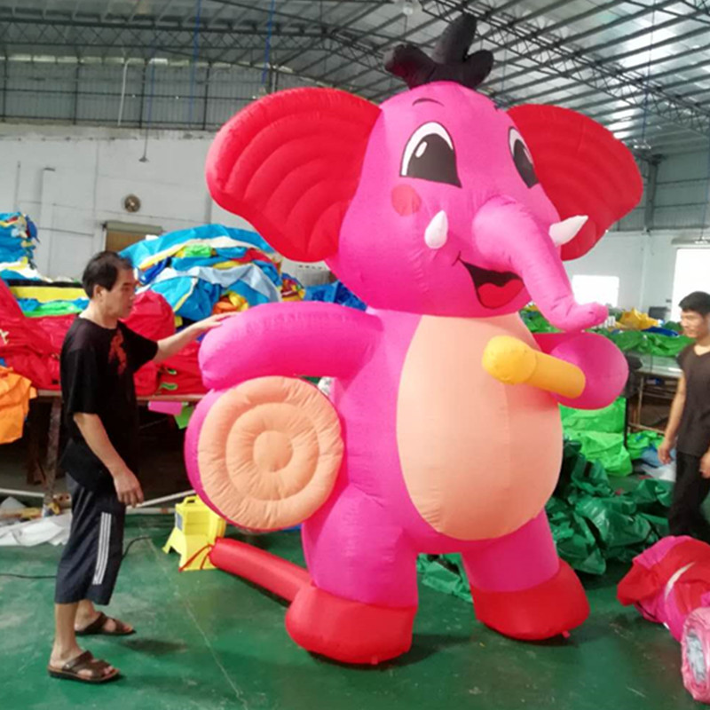 厂家批发新款粉红充气大象节庆庆典吉祥物卡通模型跨境代发