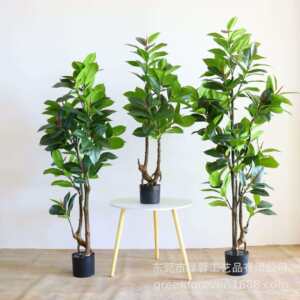 绿馨直销北欧风仿真琴叶榕人造橡树盆景琴叶榕家居摆件