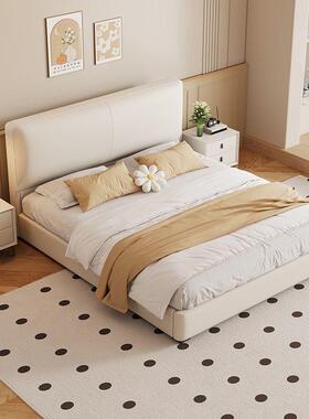 真皮床极简主卧小户型简约现代双人床超