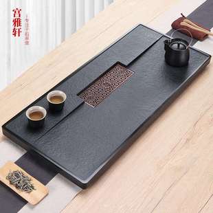 天然乌金石茶盘办公家用整块石制排水茶盘中大号茶台茶海工厂