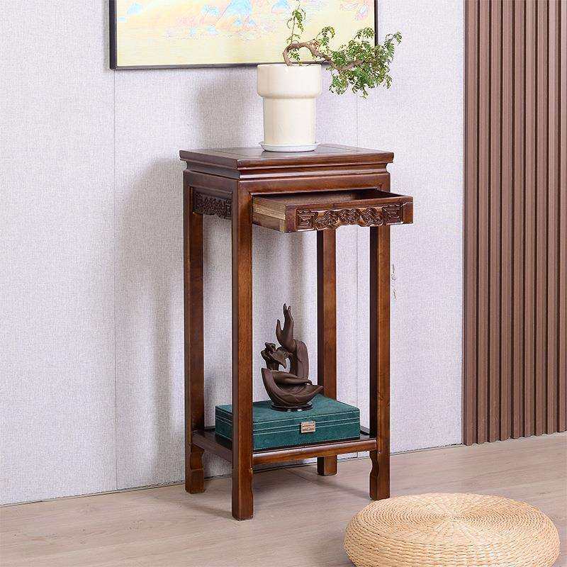 中式实木质家用架子仿古花架几室内置物架沙发边角茶几奇石盆d&omega;
