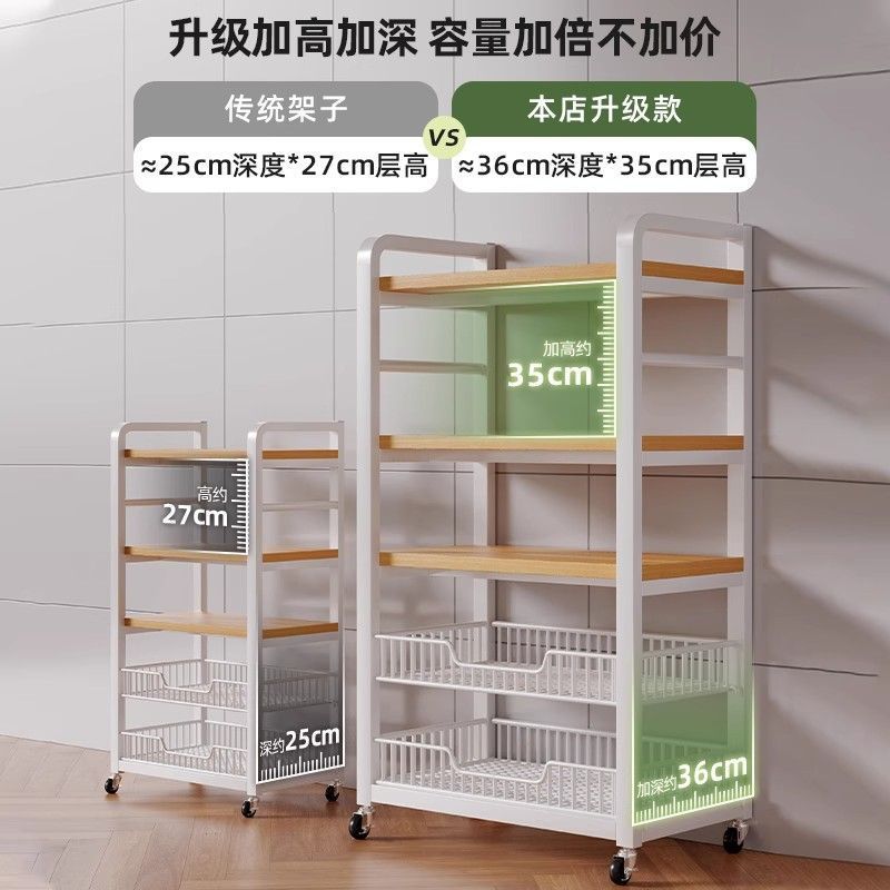 厨房置物架落地式家用多层微波炉架多功能菜篮子收纳储物架子窄缝