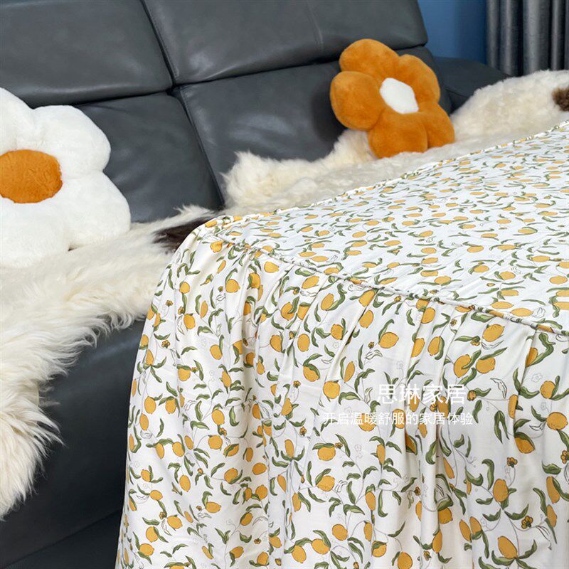 新款拼接柠檬加厚可拆洗脱胆长方形烤火被罩电暖炉罩隐形花边拉链