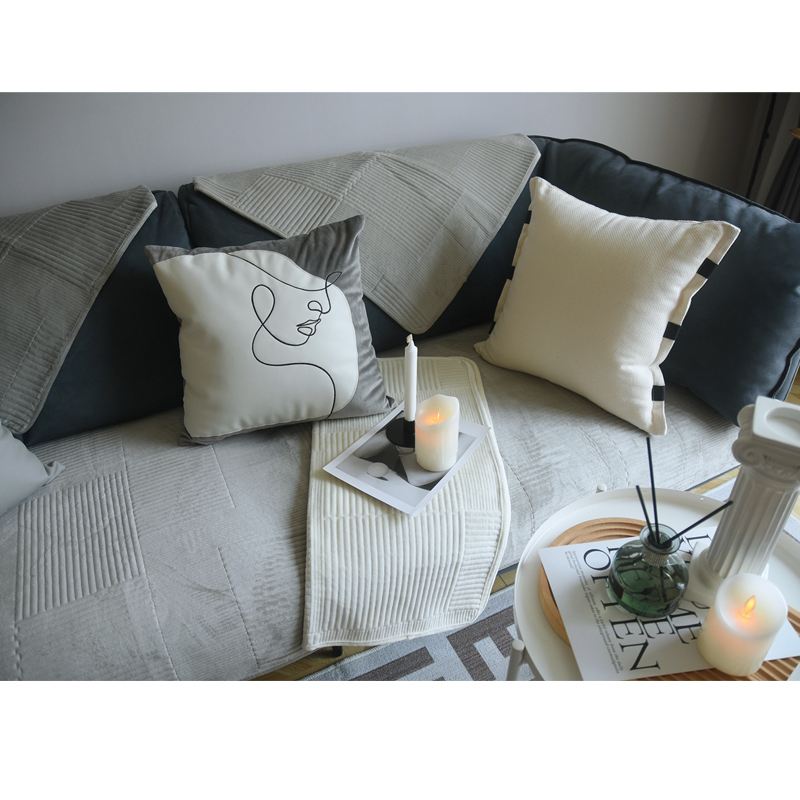 秋冬可定制绒毛沙发垫防滑加厚沙发坐垫高档布艺垫子奶油风沙发巾