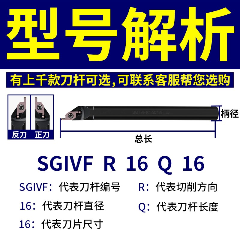 径端面内孔切槽刀杆端面槽刀SGIVFR16Q16圆弧浅槽刀VC1604R刀片