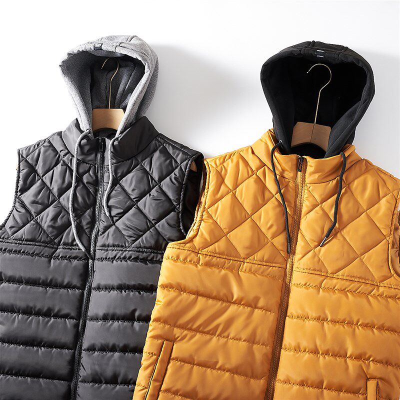 美单捡漏轻量防风防水秋冬男士假两件连帽绗缝棉马甲厚款背心外套,男装,常规马甲,淘宝优惠券,粉丝福利购,淘宝优惠卷