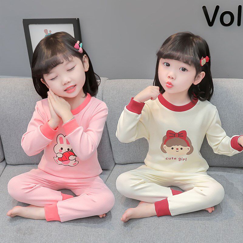 儿童羊毛拉架纯棉加厚保暖内衣套装女宝宝睡衣秋衣秋裤女童家居服