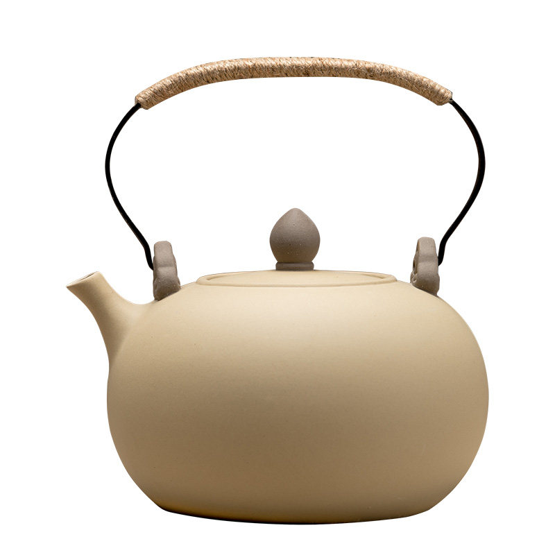 日式紫砂提梁壶 陶瓷煮茶壶 烧水壶煮茶器陶壶炭炉家用平底养生壶