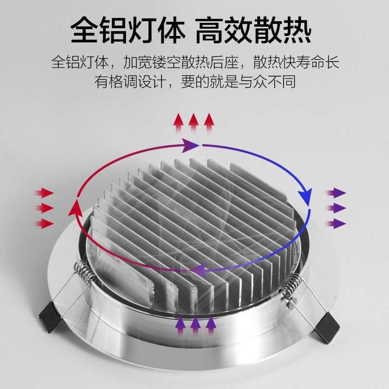 豪LED天花灯三眼灯珠老款射灯嵌入式筒灯吊顶开孔灯刀片聚光灯