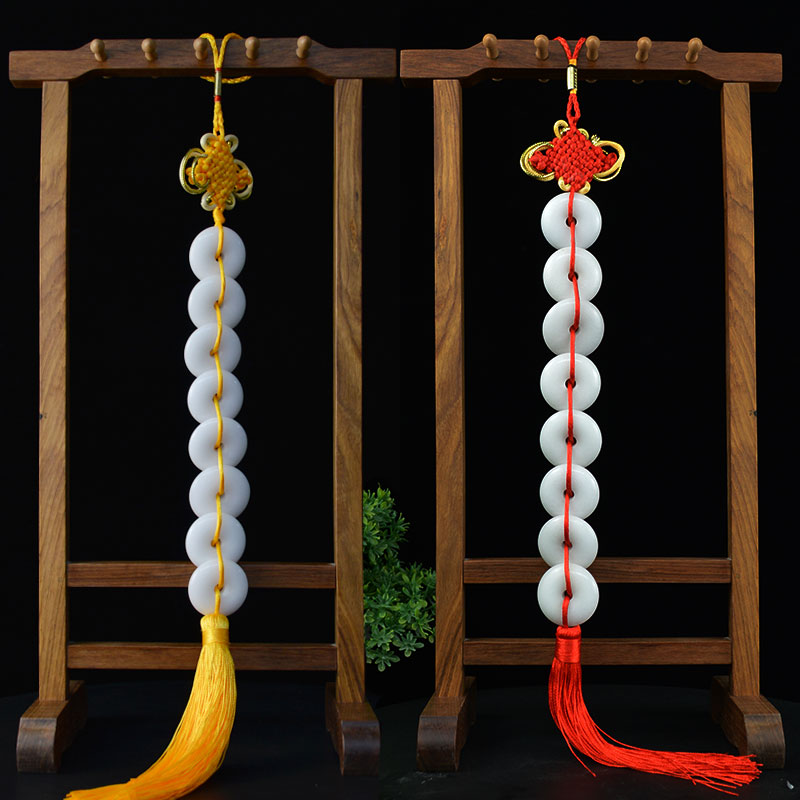 八白玉平安扣挂件汉白玉平安扣挂件摆件车挂室内卧室客厅洗手间