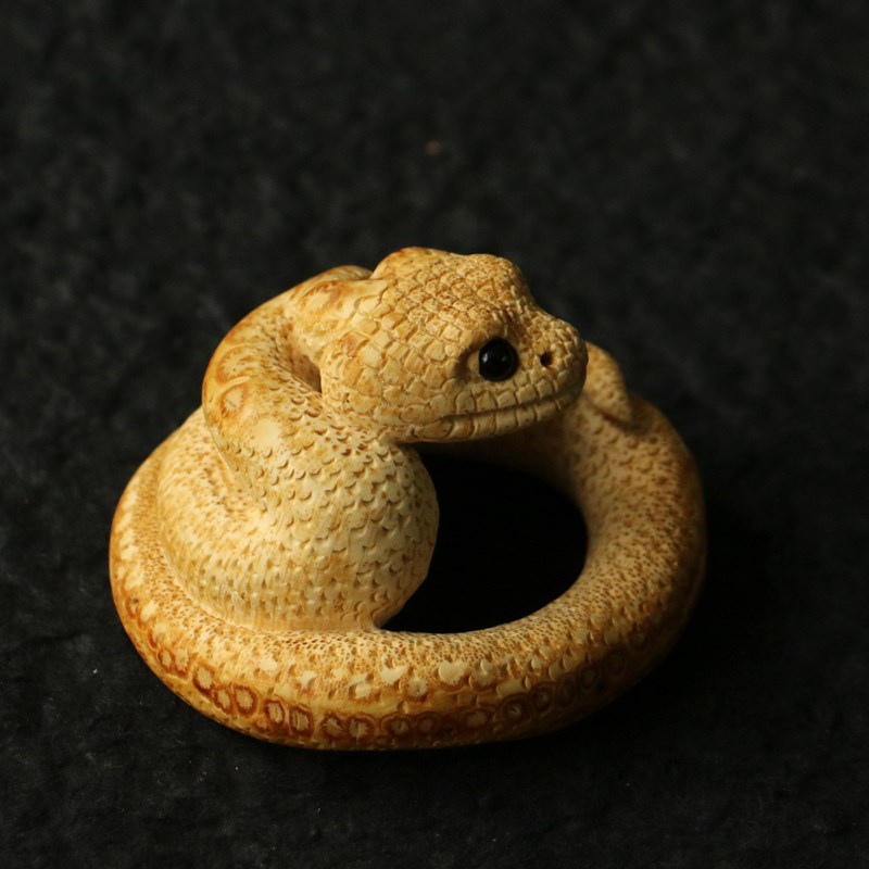 纯手工竹根雕满钉盘蛇造型手把件竹雕竹制把玩小蛇摆件送礼