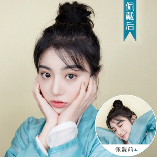 假发女真发花苞丸子头盘发器毛毛虫缠绕式卷发圈蓬松自然半丸子头