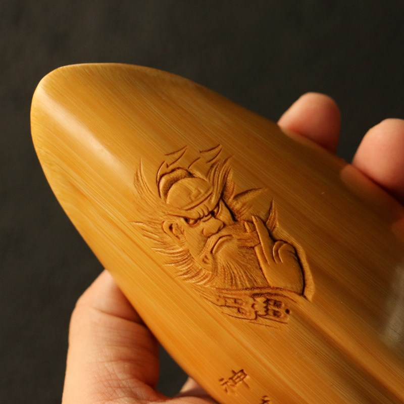 一物一拍精品名家书文纯手工雕刻钟馗龟甲竹茶则手把件竹茶荷