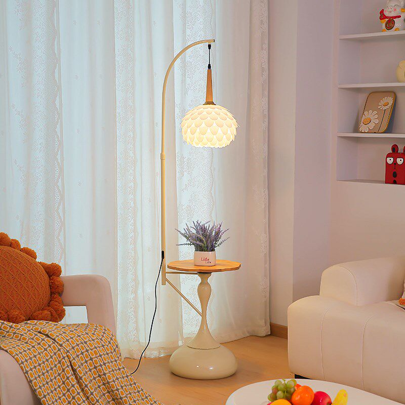 奶油风落地灯客厅沙发旁置物架边几一体书房卧室高级感氛围台灯,家装灯饰光源,置物功能落地灯,淘宝优惠券,粉丝福利购,淘宝优惠卷