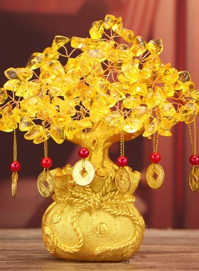 一帆风顺帆船玄关摆件摇钱树工艺品发财树乔迁办公室酒柜客厅装饰