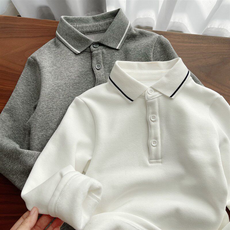 学院风 儿童加绒POLO翻领卫衣 男女童长袖打底衫中大童秋冬款童装
