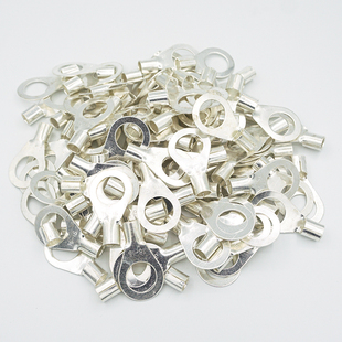 OT16 16冷压接线端子O型圆形裸端头铜线鼻子镀银16平方线耳100只