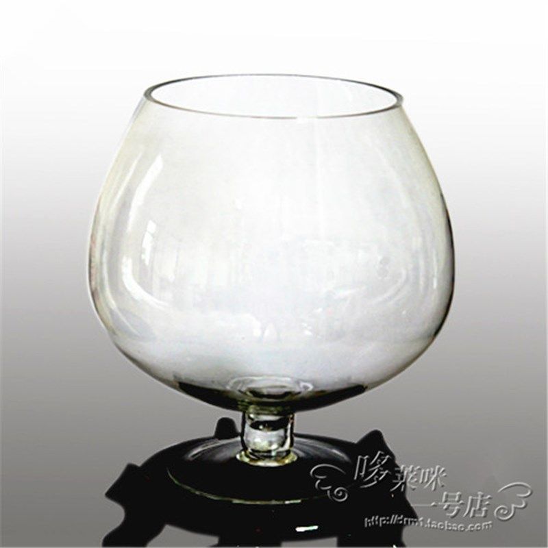 欧式酒杯创意时尚透明圆形玻璃鱼缸 水培插花高脚花瓶小花器摆件,家居饰品,花瓶,淘宝优惠券,粉丝福利购,淘宝优惠卷