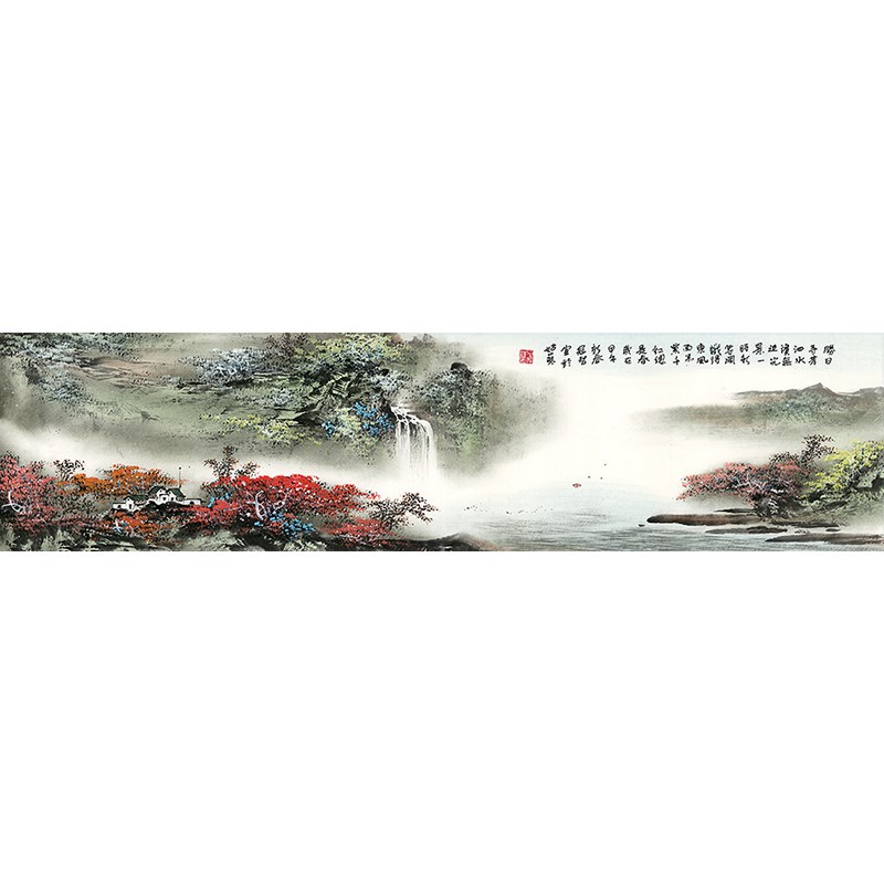 国画 水墨山水画 长横幅 客厅办公室挂画 写意风景 艺术微喷 005