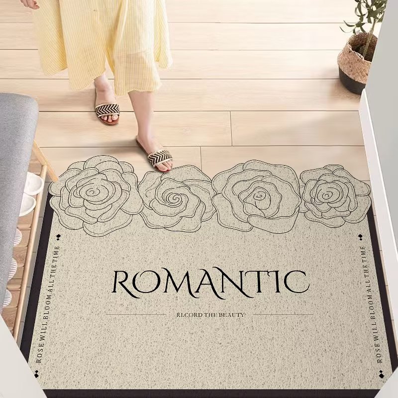 简约美式丝圈地垫入户门进门脚垫家用玄关大门口门垫耐脏可裁剪