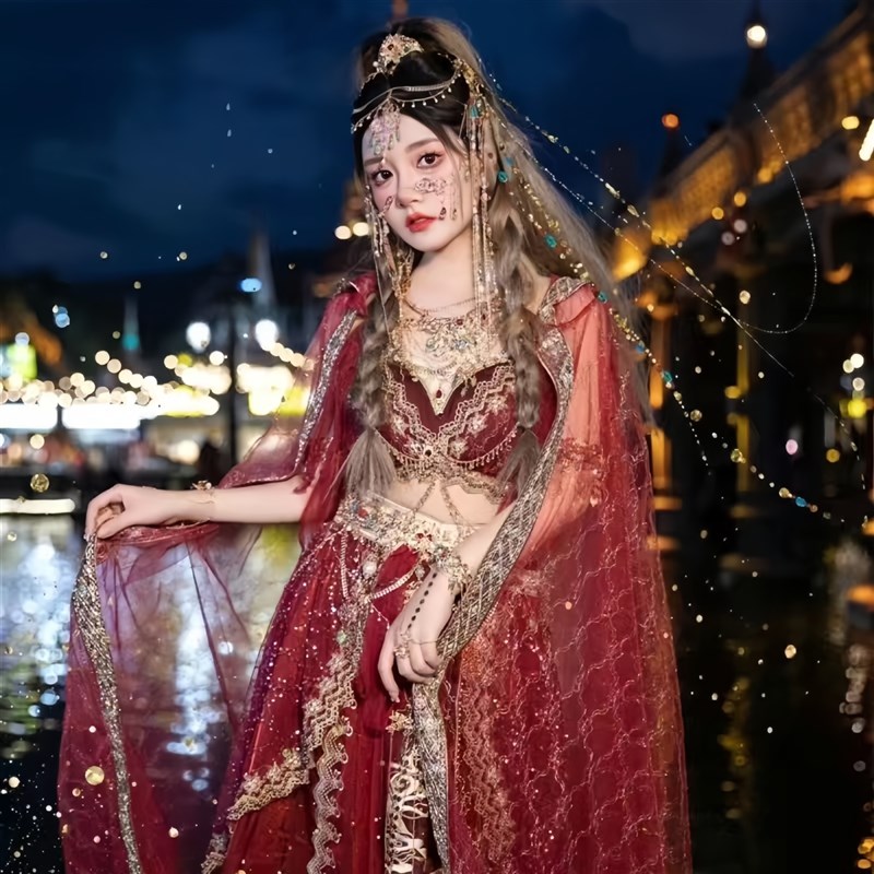 敦煌飞天汉服女夏季异域风情舞蹈服装西双版纳傣族服装西域舞姬