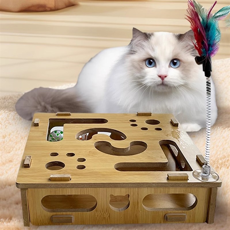 猫咪迷宫猫玩具猫咪益智玩具盒游戏逗猫棒迷宫盒子自嗨解闷猫玩具