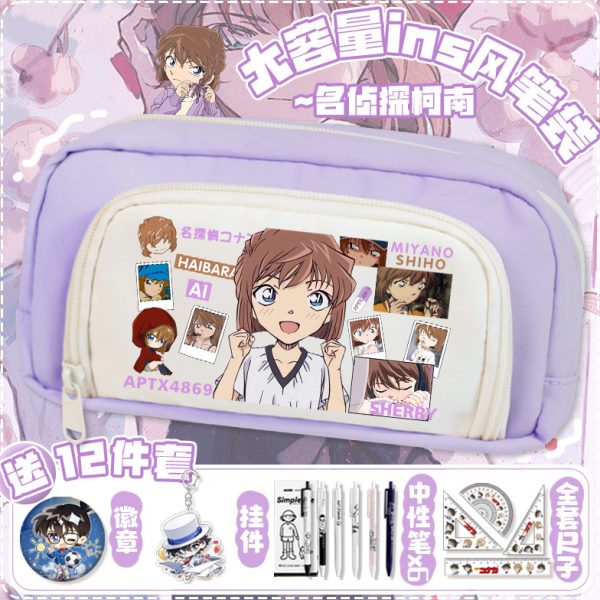 笔袋名侦探柯南基德灰原哀初中小学生双层铅笔袋简约大容量文具盒