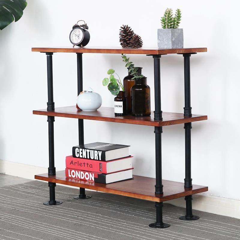 落地实木层板架桌上打印机置物架客厅家用创意美式水管壁挂收纳