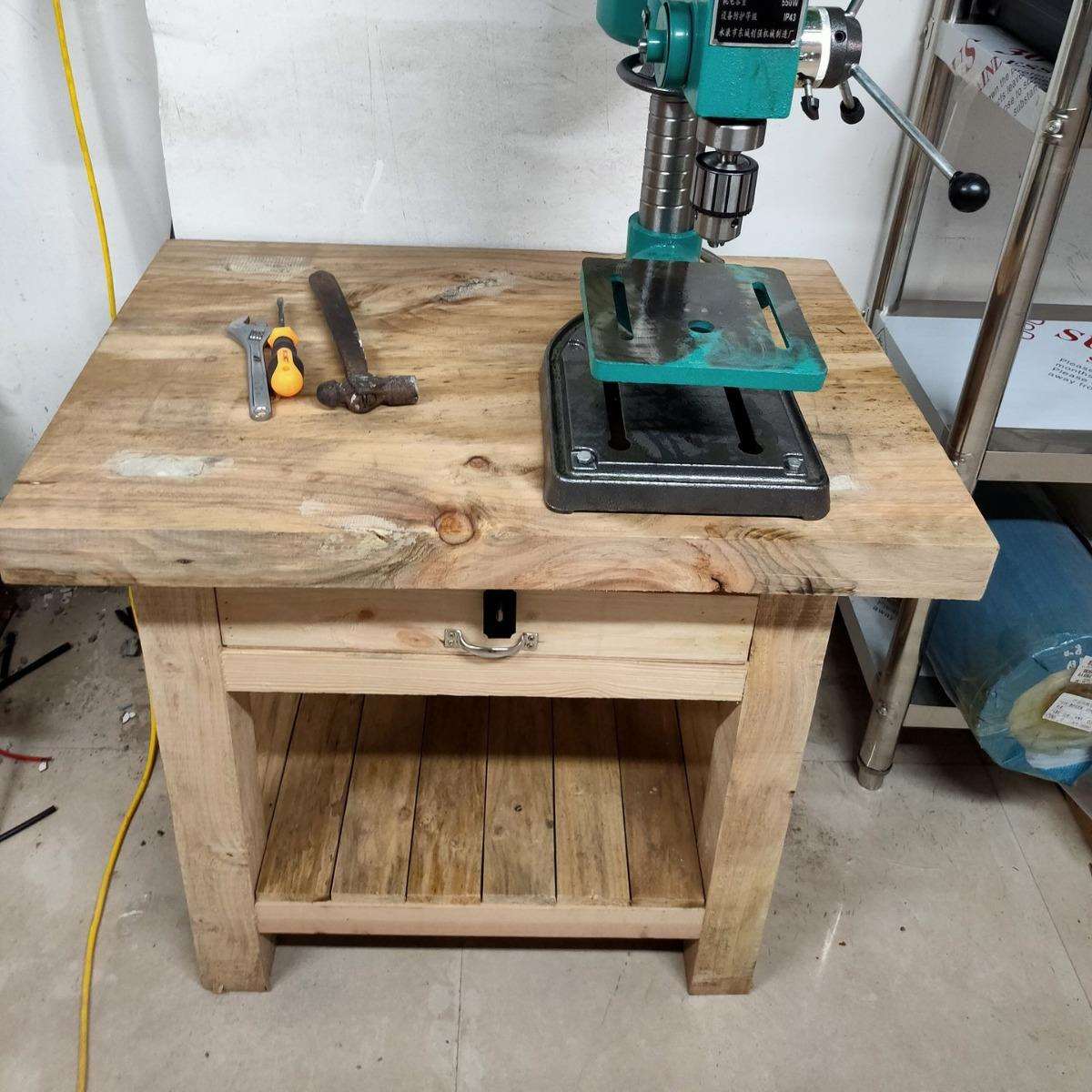 实木重型工作台松木钳工台车间装配实训操作台机器双工位底座安装