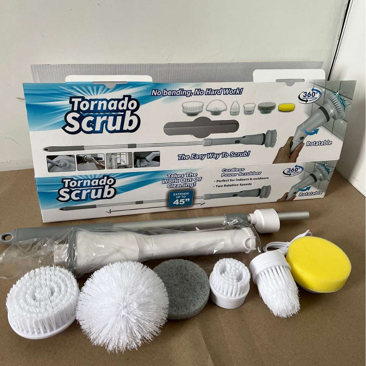 电动清洁刷用具无线充电长柄多功能自动旋转伸缩防水硬毛洗地刷子