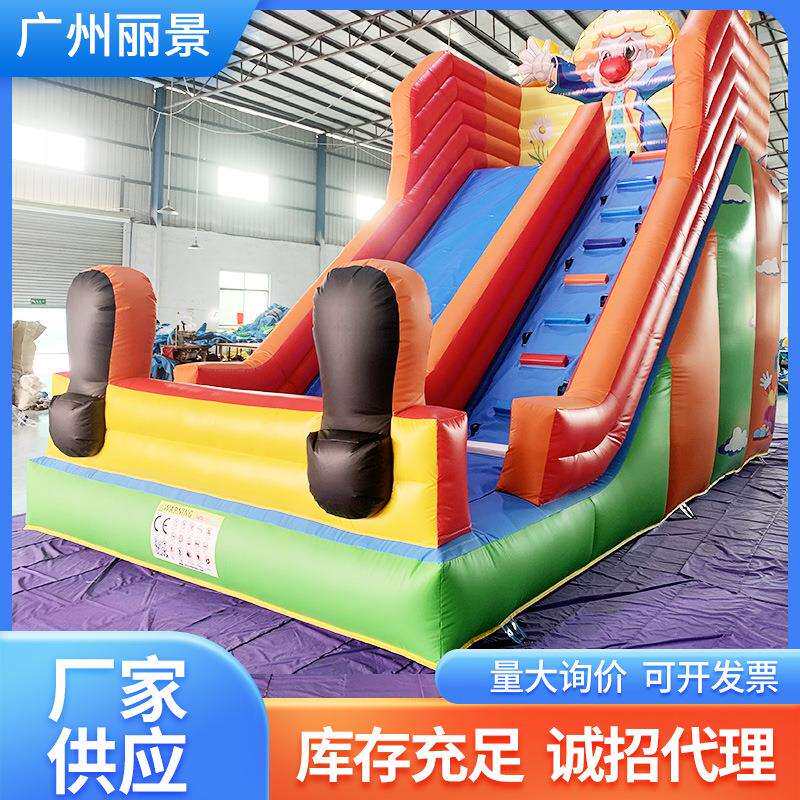 新款卡通充气滑梯水上滑梯蹦蹦床滑梯组合外贸水上乐园项目