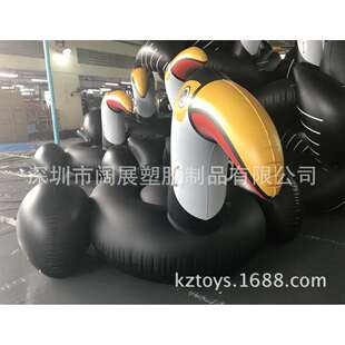 现货PVC充气250CM巨嘴鸟充气大黑鸟大嘴鸟大嘴鸭座骑浮排