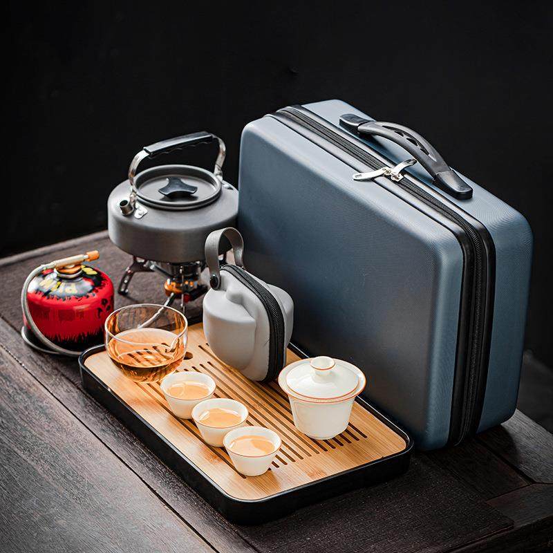 户外旅行茶具套装带烧水炉泡茶装备便携式露营快客杯茶具套装