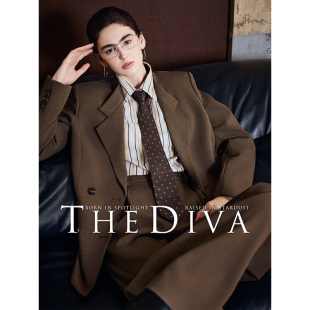 复古青铜棕重磅 精纺羊毛 平驳领西装 THE 套装 经典 长裤 DIVA现货