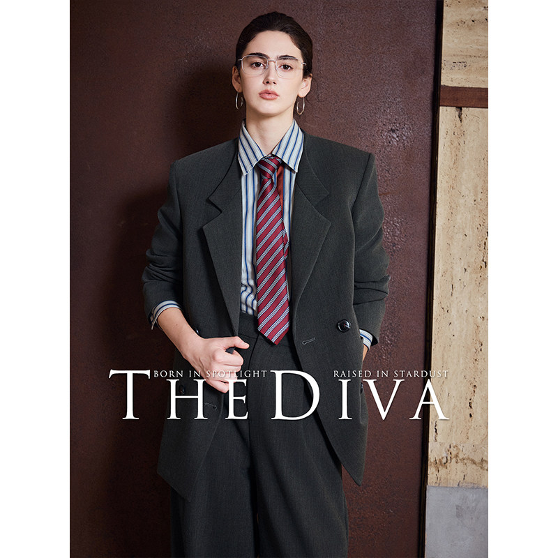 THE DIVA/现货经典复古安静灰重磅"精纺羊毛"平驳领西装/长裤套装,女装/女士精品,西装,淘宝优惠券,粉丝福利购,淘宝优惠卷
