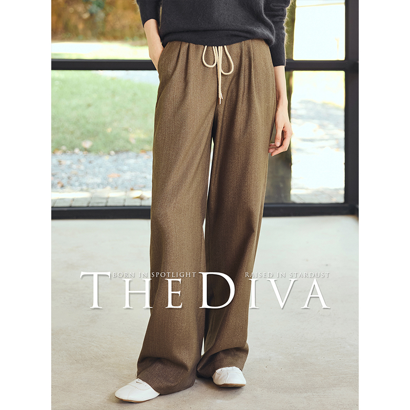 THEDIVA青铜棕休闲直筒西裤