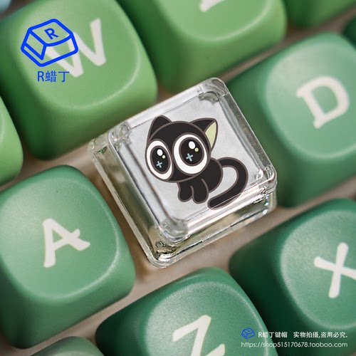 罗小黑可爱猫咪单个Esc机械键盘帽小猫键帽个性透明透光按键键帽