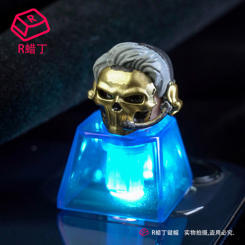 三角洲行动威龙周边红狼蚀金玫瑰按键帽透明单个机械键盘手办模型