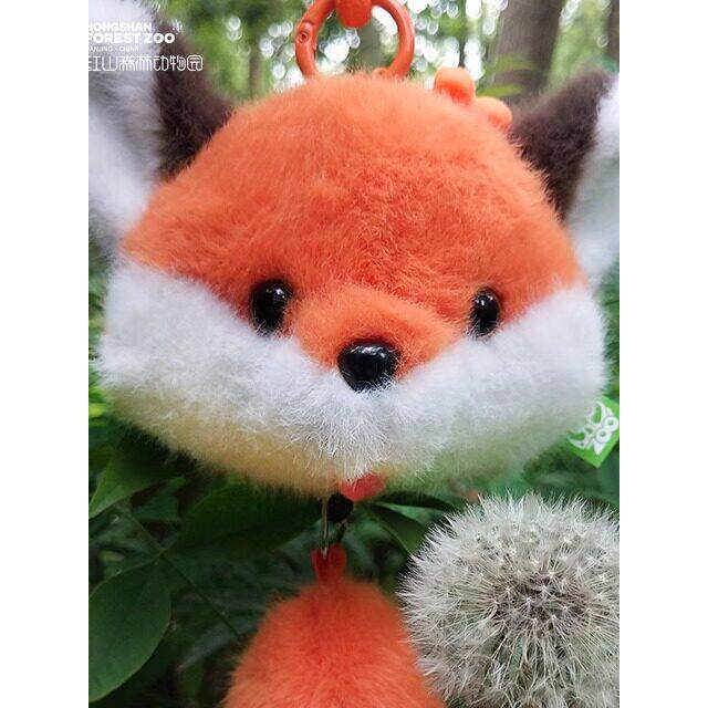 南京红山动物园文创吐舌头赤狐拉绳挂件挂饰红狐狸抽绳毛绒玩具偶