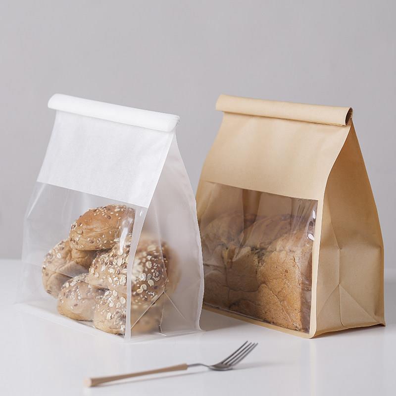 面包袋牛皮纸袋卷边自封烘焙袋子吐司袋麻薯吐司面包包装袋打包